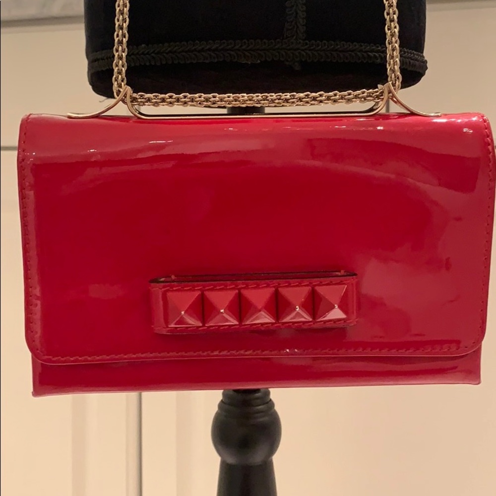 VALENTINO Rockstud Red Patent Leather Shoulder Bag